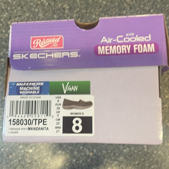 NEW !!! Skechers Reggae-Fest Manzanita Vegan Taupe Slip-On Shoes - Picture 4 of 4